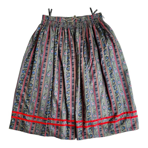 Original Alpen Trachten Dresses & Skirts - Vintage Original Alpen Trachten Green Gray Blue Red w/ Flowers Skirt